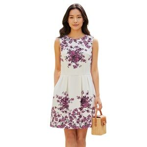 Vubu White and Pink Floral Midi Dress Size L